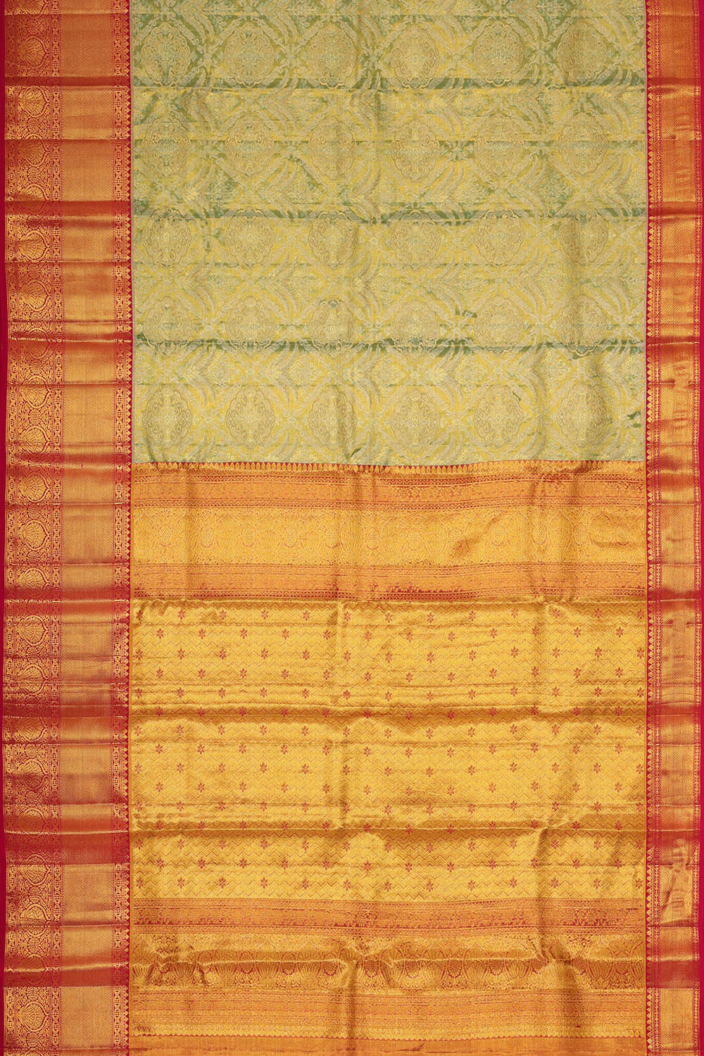Image of Kanchipattu Mint Green Tissue Brocade Saree